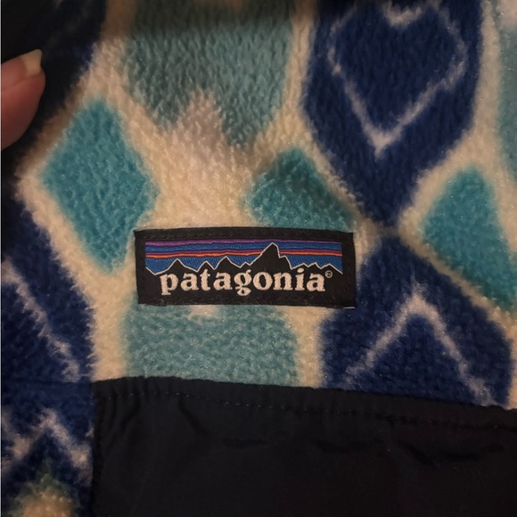 Patagonia Synchilla Snap-T Hooded Fleece Jacket Blue Diamond Geometric Small - Picture 4 of 6